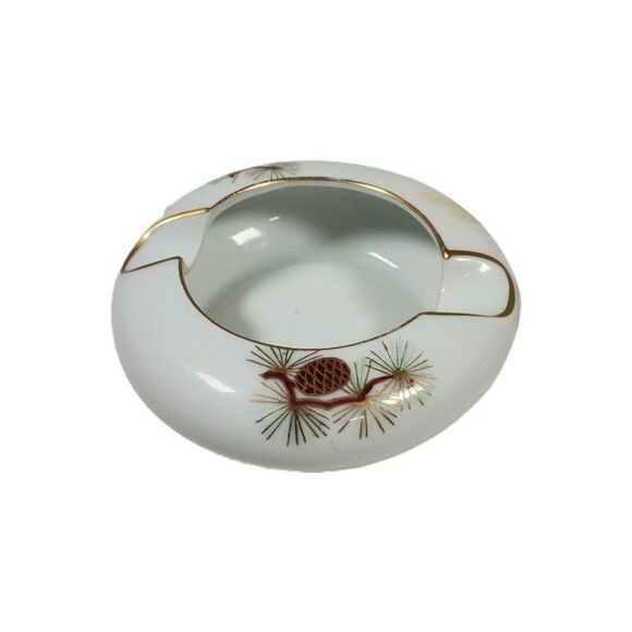 Vintage FUKAGAWA ARITA Hand Painted Porcelain Ashtray Made In Japan Pinecone x2 - Picture 2 of 4